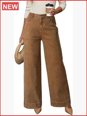 High Waisted Wide Leg Jeans Stretch Denim Pants with Pockets